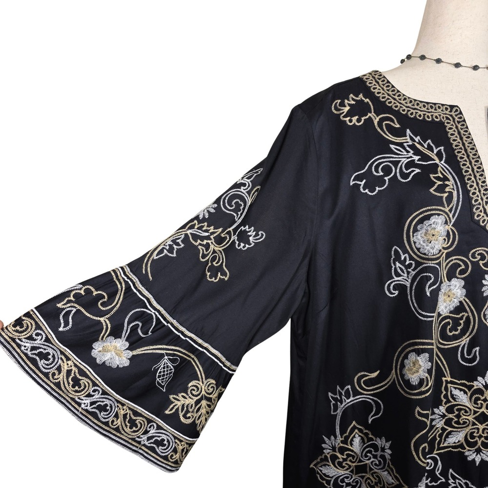 Soft Surroundings Dress 2X Hand Embroidered Tunic Bell Sleeves Boho MSRP $150 - Picture 9 of 12